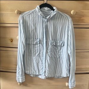 Rails Light Blue and White Striped Shirt